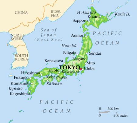 The geographical position of Japan